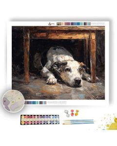 DOG UNDER TABLE - Paint by Numbers Full Kit