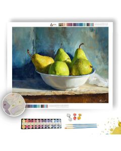 PEARS ON FARMHOUSE COUNTER BY QUIET LIGHT - Paint by Numbers Full Kit