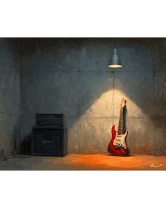 GUITAR IN CONCRETE ROOM FAR