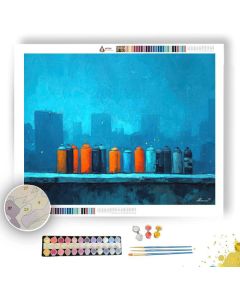 SPRAY CANS AT DUSK QUIET - Paint by Numbers Full Kit