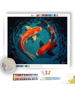 KOI TURNING TOGETHER AT FIRST LIGHT - Paint by Numbers Full Kit