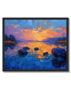 MEDITATION VIGNETTE COBALT - FRAMED