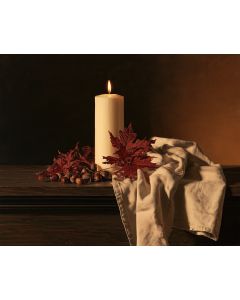 AUTUMN CANDLE AND LEAVES