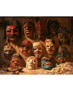 GUATEMALAN WOODEN MASKS