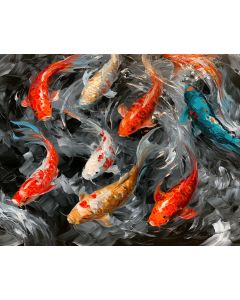 KOI FISH CHARCOAL WATER BW