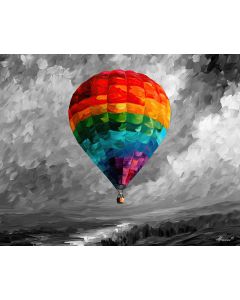 RAINBOW HOT AIR BALLOON BW