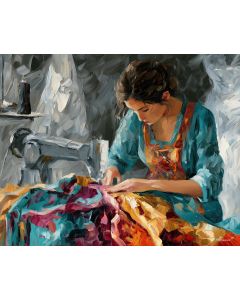 TEAL SEAMSTRESS FOCUS BW