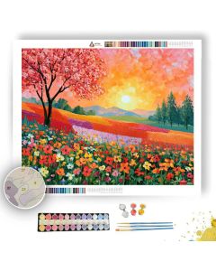 MENDED MEADOW CORALSKY - Paint by Numbers Full Kit