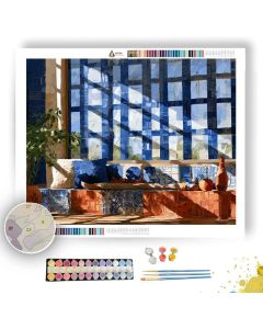 ADIRE WINDOW BLUEPICNIC - Paint by Numbers Full Kit