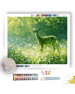 PEARLGREEN BESIDE WILDFLOWER DEER - Paint by Numbers Full Kit