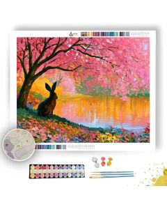 HARE UNDER MORNING GOLDENPOND - Paint by Numbers Full Kit