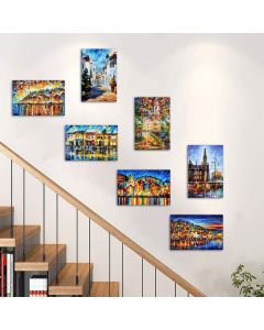 Set of 7  stretched paintings