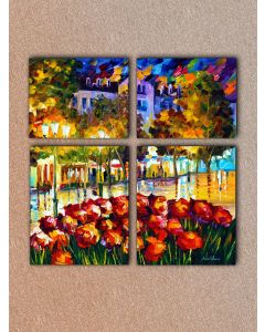Set of 4 stretched paintings - THE FLOWERS OF LUXEMBOURG