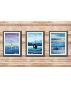 Set of 3 stretched seascape paintings