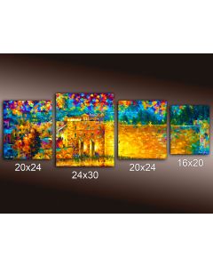 Set of 4 stretched paintings - WAILING WALL