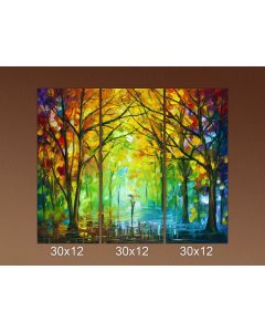 Set of 3 stretched paintings - OCTOBER IN THE FOREST