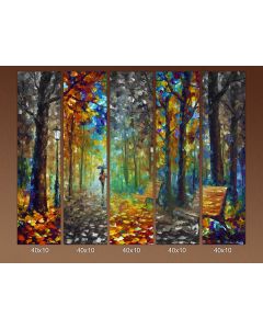 Set of 5 stretched paintings - MILLION OF LEAVES B&W