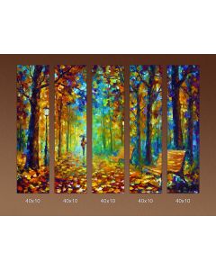 Set of 5 stretched paintings - MILLION OF LEAVES