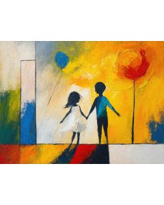 Two Children Walking Into the Sun
