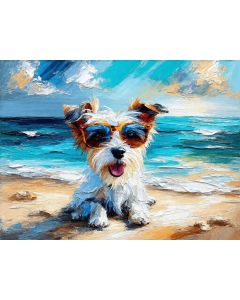 Summer Vacation Dog on the Shoreline