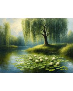 Willow Tree Watching Over the Lily Pond