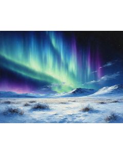 Northern Lights Over a Frozen Valley