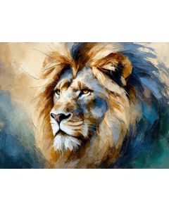 Golden-Maned Lion in a Painted Storm