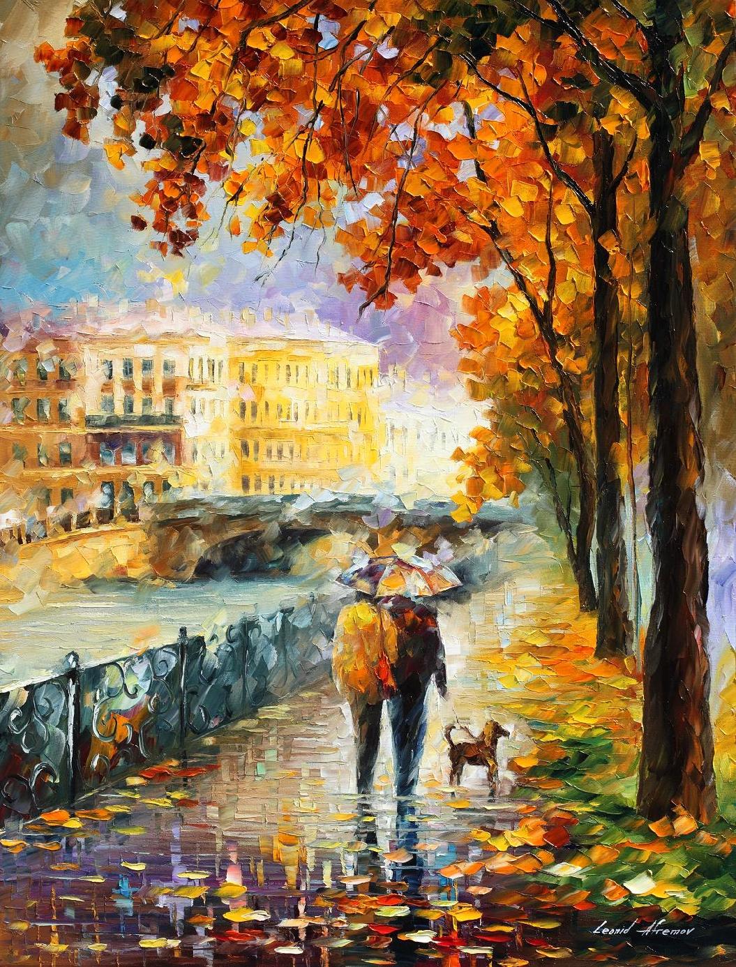 afremov, original, oil, painting, palette knife