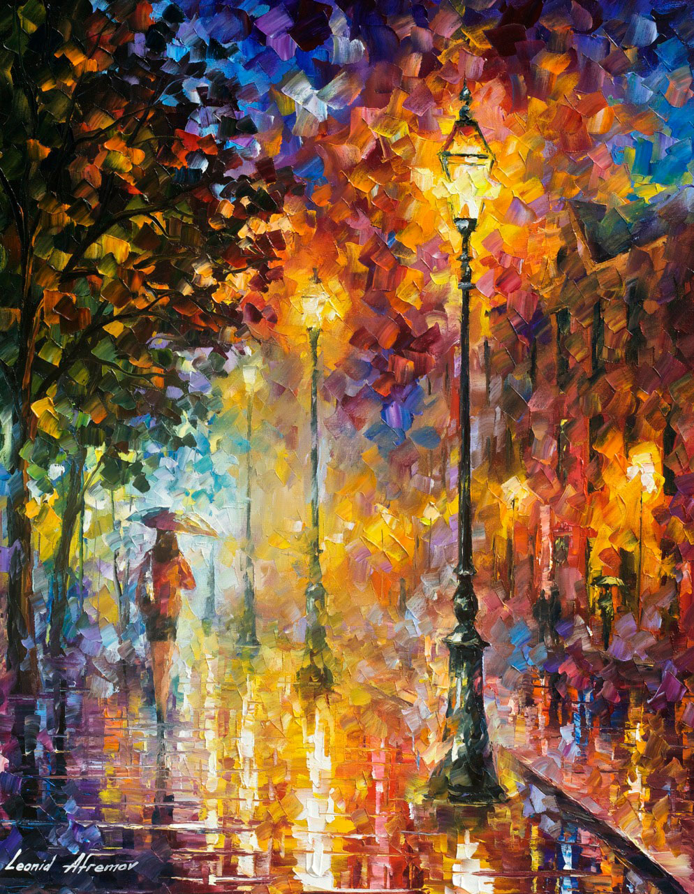 THE RAIN OF CHILDHOOD - Palette Knife Oil Painting On Canvas By Leonid  Afremov - 30X24 (75cm x 60cm)