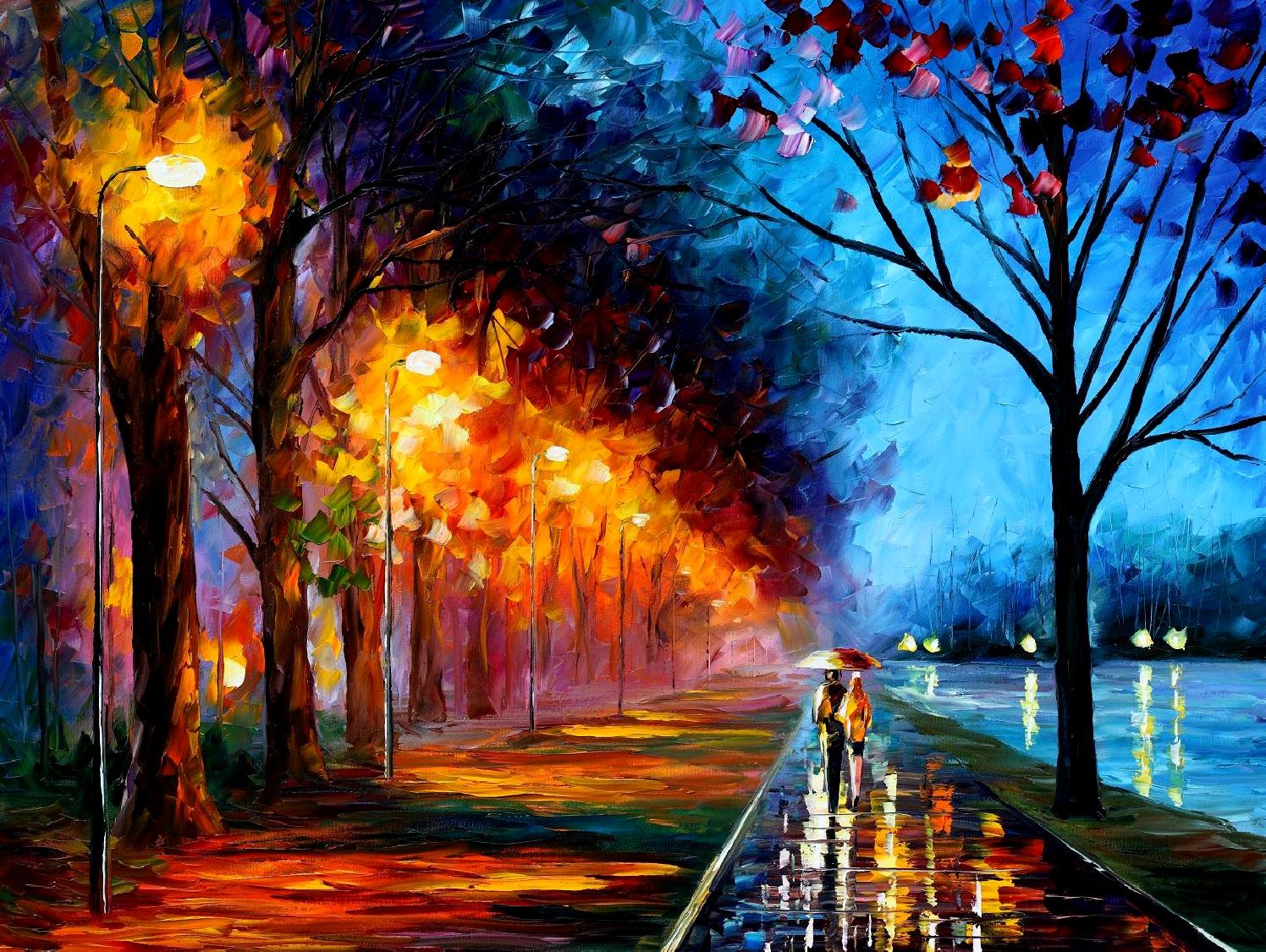 ALLEY BY THE LAKE 2 — PALETTE KNIFE Oil Painting On Canvas By Leonid ...