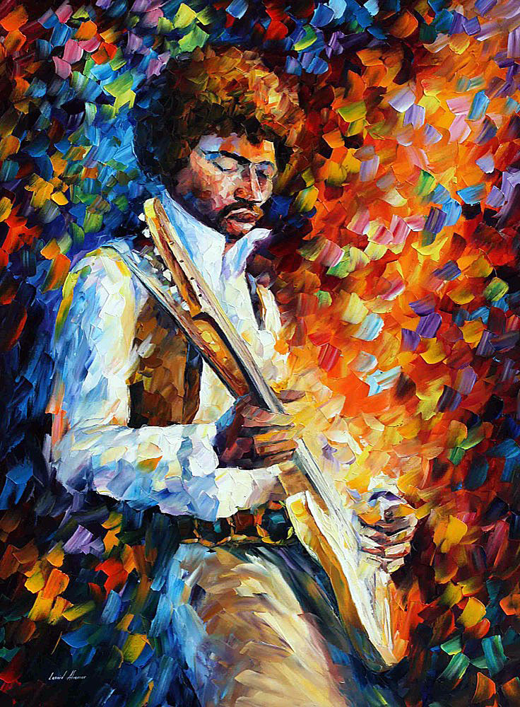 JIMI HENDRIX — PALETTE KNIFE Oil Painting On Canvas By Leonid - Main Image