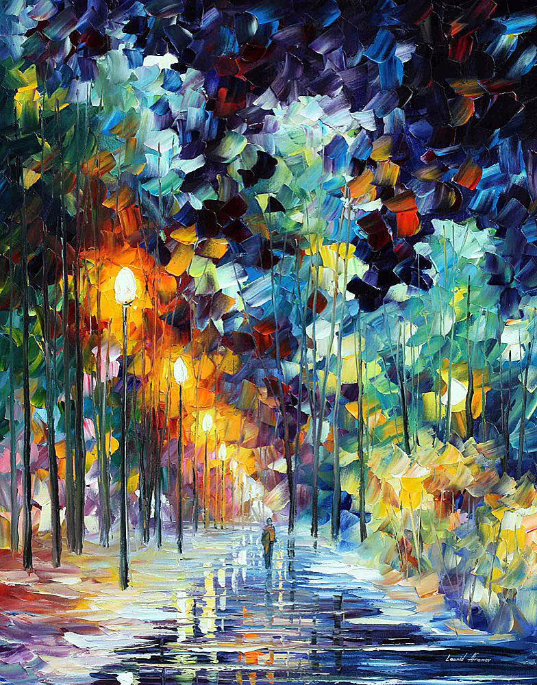 WINTER PERSPECTIVE- PALETTE KNIFE Oil Painting On Canvas By Leonid Afremov  - Size 16x20