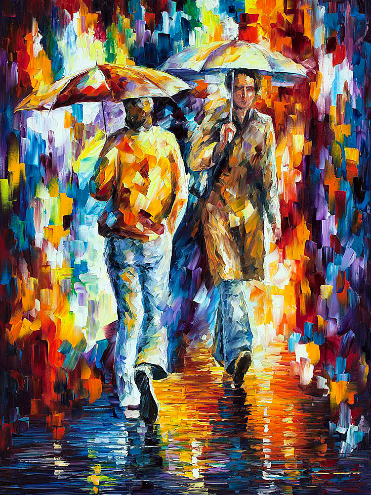 RAINY ENCOUNTER Oil Painting | Free Shipping