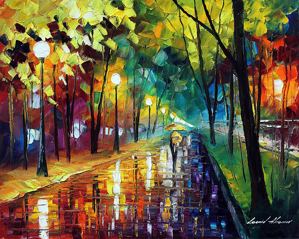 GREEN MOOD CORNER — PALETTE KNIFE Oil Painting On Canvas By Leonid ...