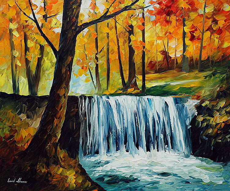 WATERFALL - waterfall painting by L.Afremov