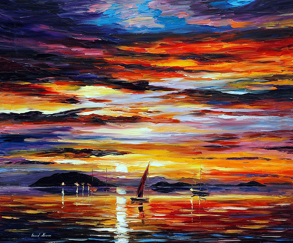 TIERD CLOUDS — PALETTE KNIFE Oil Painting On Canvas By Leonid Afremov ...