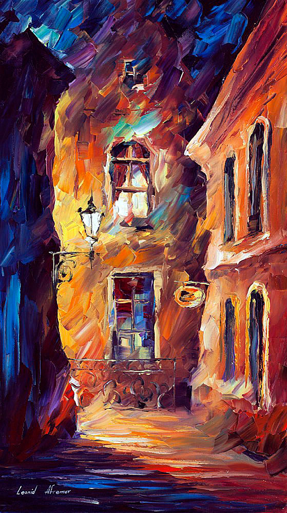 HAPPY STREET — PALETTE KNIFE Oil Painting On Canvas By Leonid Afremov -  Size 30x24