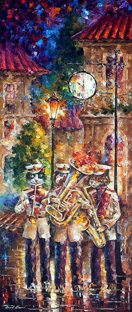 CHARMING CAT — Palette knife Oil Painting on Canvas by Leonid Afremov -  Size 24x30