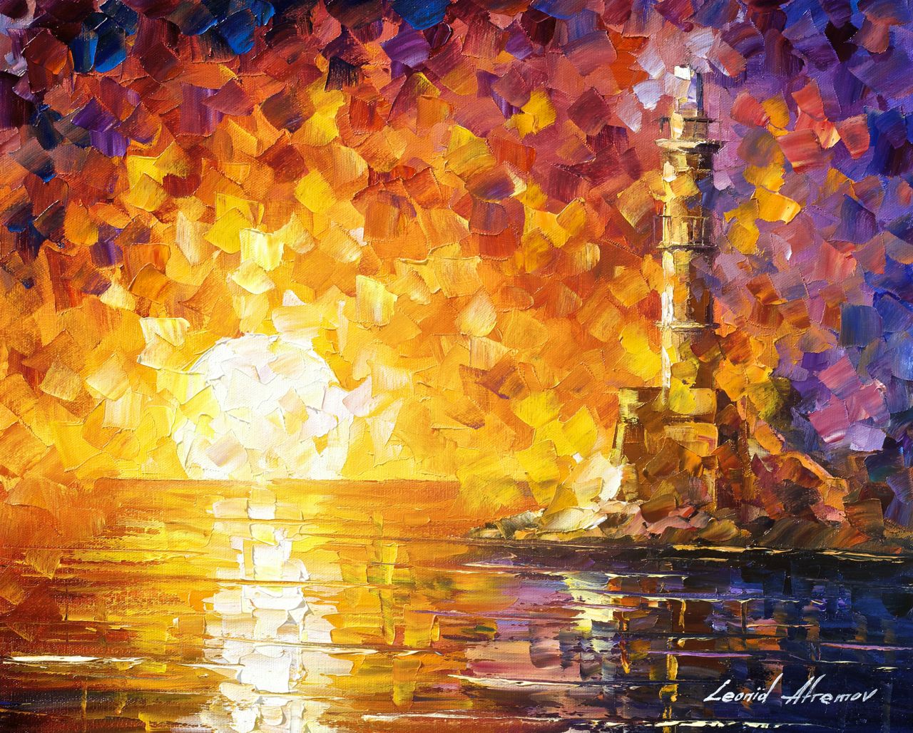 LAS VEGAS — PALETTE KNIFE Oil Painting On Canvas By Leonid Afremov