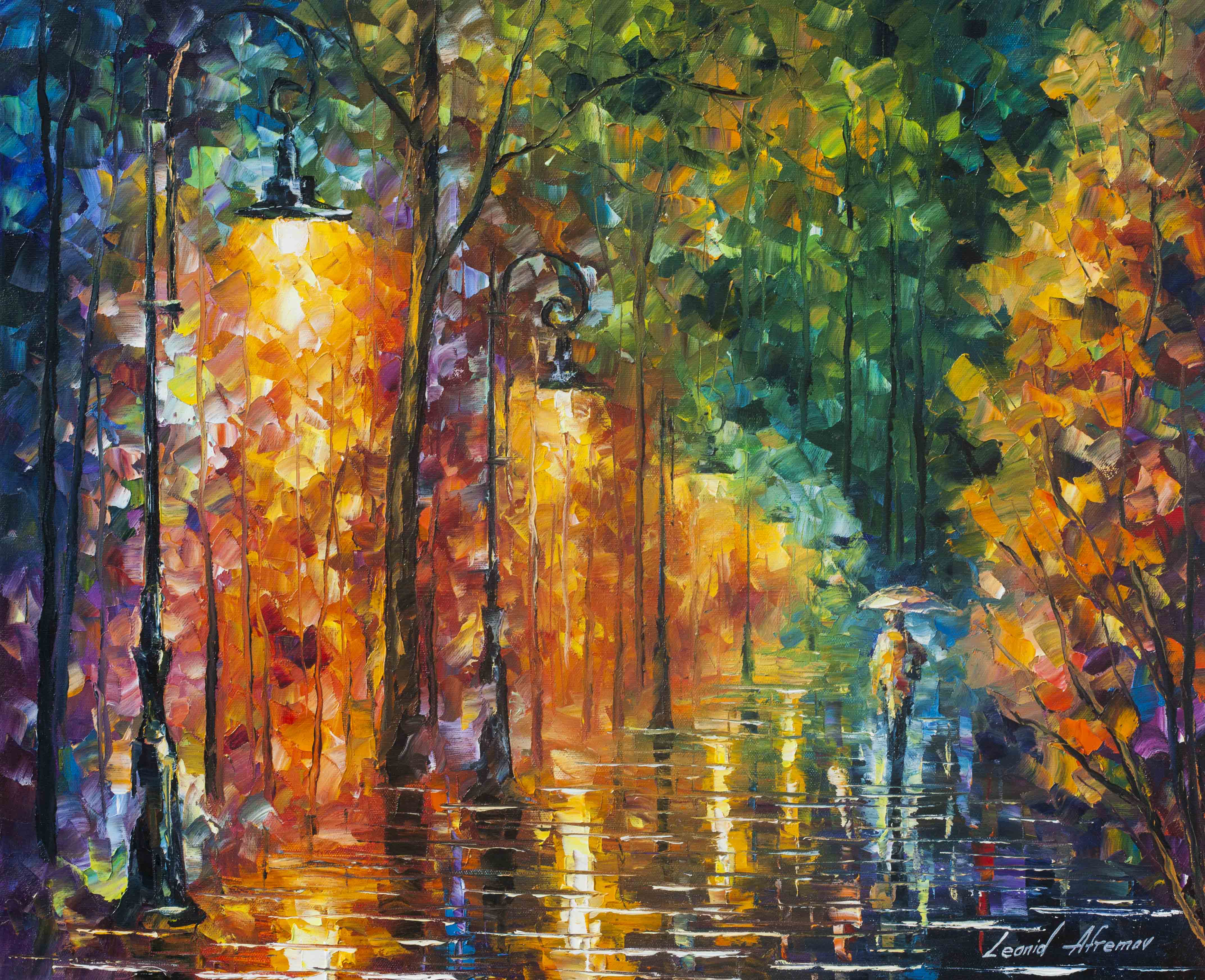 GREEN FEELINGS — PALETTE KNIFE Oil Painting on Canvas by Leonid Afremov -  Size 24x36