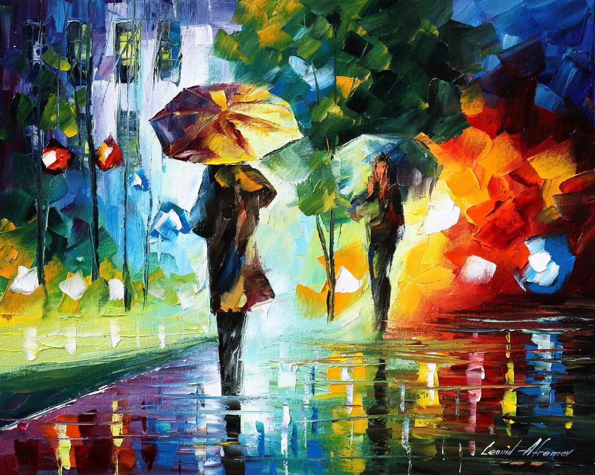 GREEN FEELINGS — PALETTE KNIFE Oil Painting on Canvas by Leonid Afremov -  Size 24x36