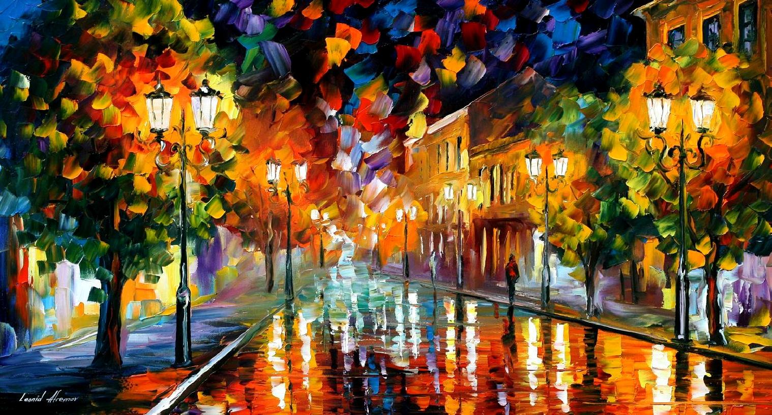 NOSTALGIC MEMORIES - Palette Knife Oil Painting On Canvas By Leonid Afremov  - Size 40X30 (100cm x 75cm)