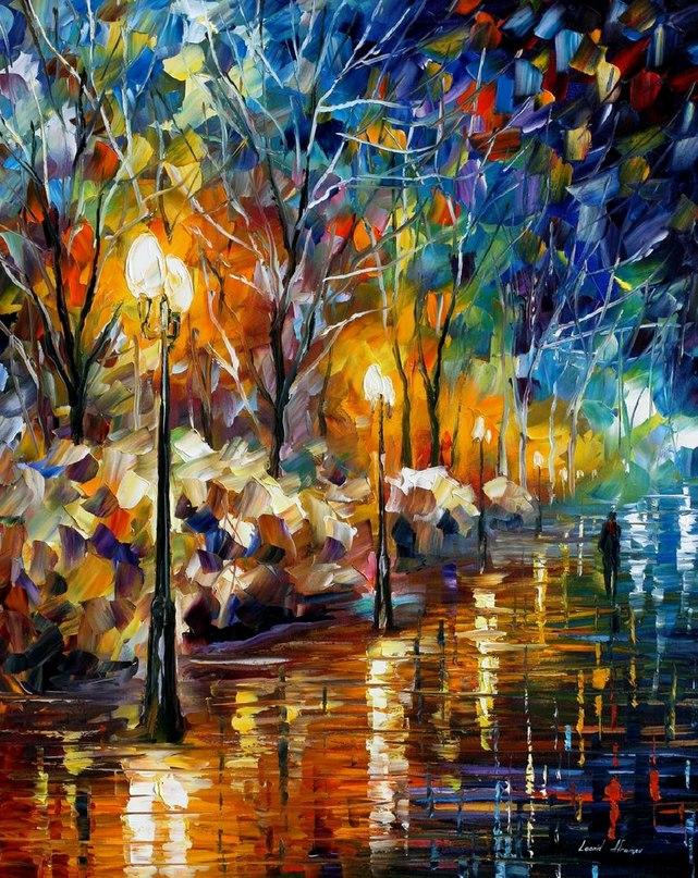 WINTER PERSPECTIVE- PALETTE KNIFE Oil Painting On Canvas By Leonid Afremov  - Size 16x20