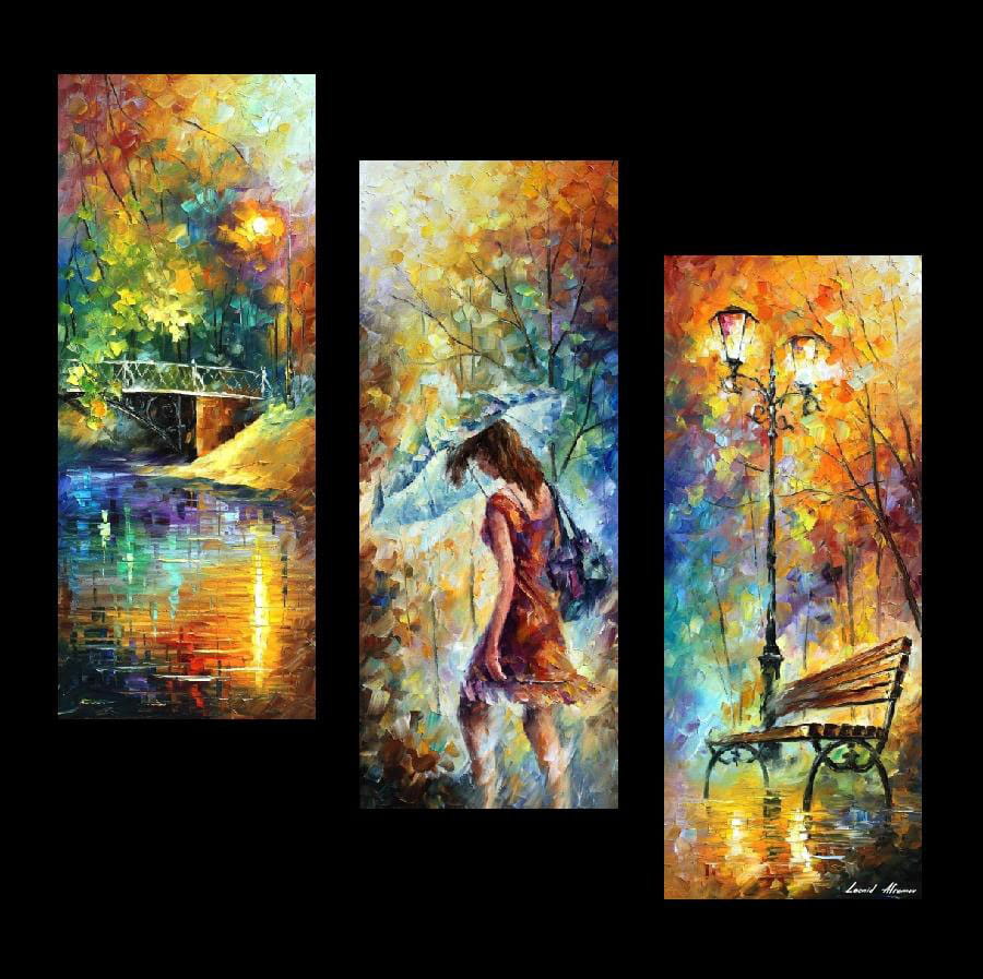 AURA OF AUTUMN SET OF 3 — PALETTE KNIFE Oil Painting On Canvas Art Works By  Leonid Afremov - Size 16\, image size:900x897
